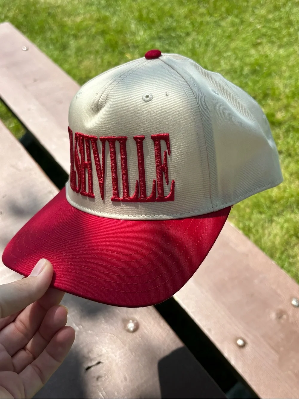 OTTO Nashville Embroidered Two-Tone Baseball Cap - White & Red